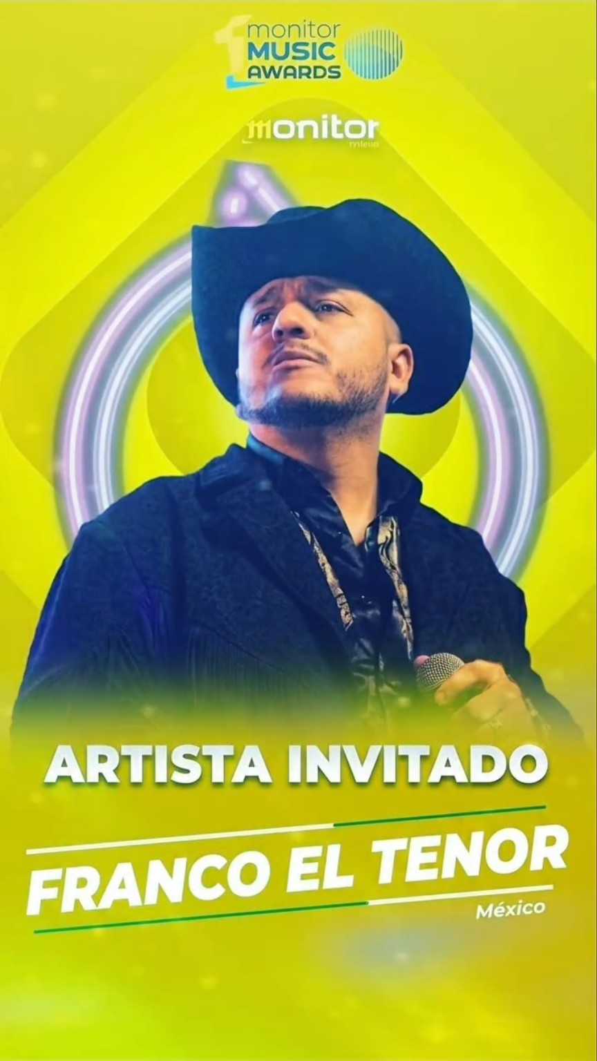 Anuncio de Franco el Tenor como artista invitado a los Premios Monitor Latino 2026